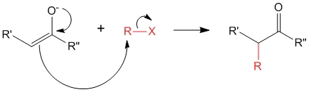 Enolate forming C-alkylated product