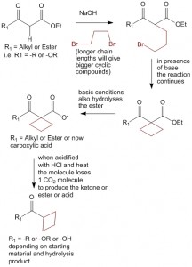 Read more about the article Using the non-selective nature of acetoacetic ester synthesis and malonic ester synthesis to produce cyclic compounds