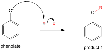 O-alkylation of phenolates leading to formation of ether linkage via SN2 reaction