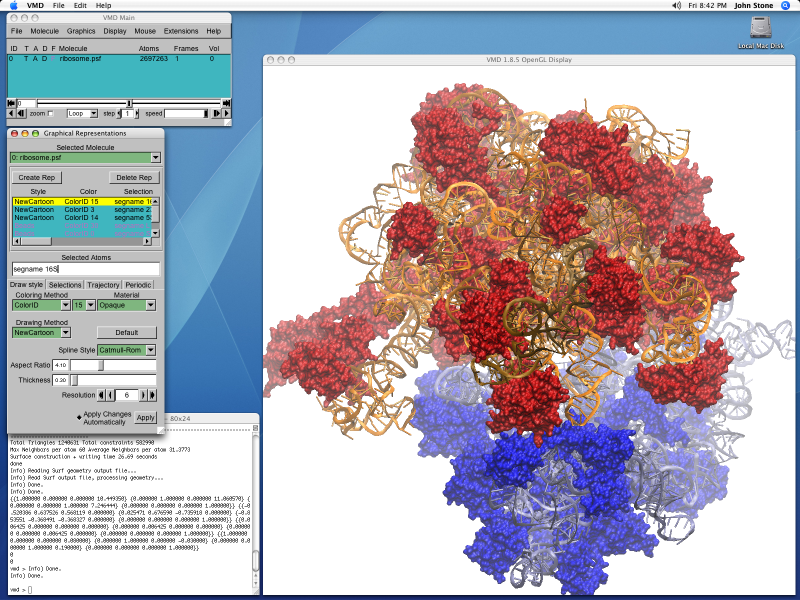 Screen Shot of the VMD user interface displaying a protein