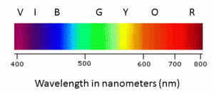The Visible Spectrum with VIBGYOR (Violet, Indigo, Blue, Green, Yellow, Orange, Red)